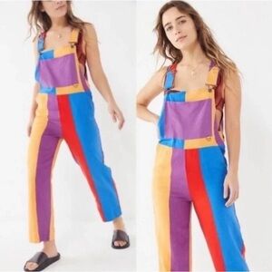Urban Outfitters Colorful Overalls Colorblock Striped Linen Jumpsuit Celeb Fav